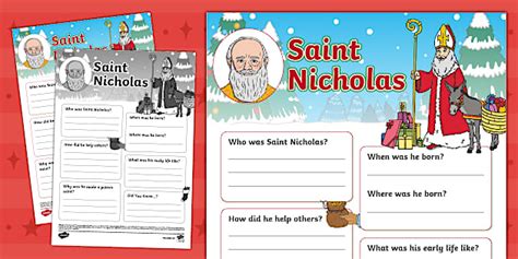 Saint Nicholas Fact File Template (teacher made) - Twinkl