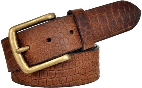 Men's Full Grain Croco Print Brown Leather Belt Manufacturer, Supplier ...