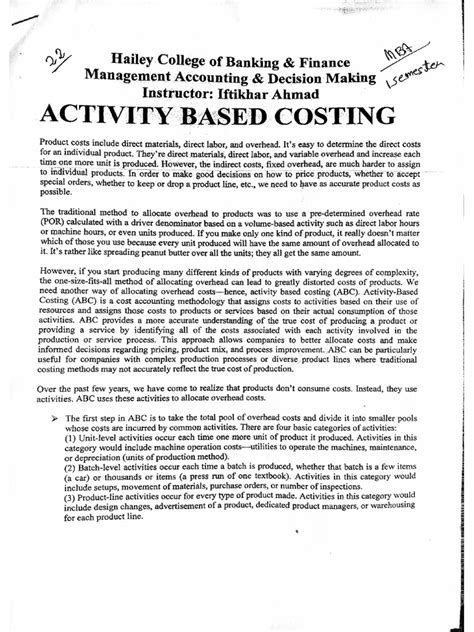 Image result for Activity-Based Costing Formula