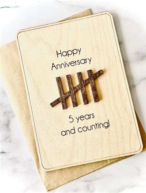 Personalized 5th Anniversary Wooden Card, 5th Anniversary Gift, Wooden ...