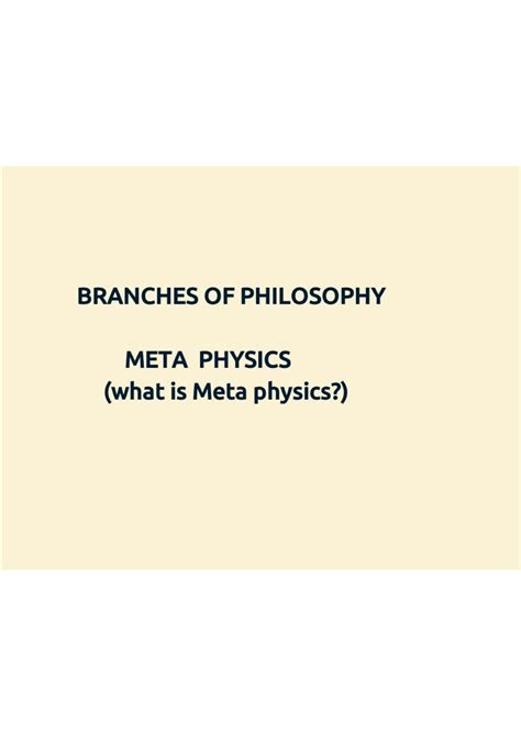 Branches of philosophy- Meta physics - Philosophy Of Education ...