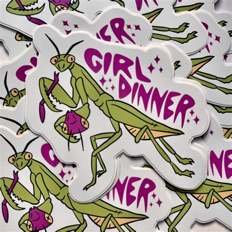 Praying Mantis Girl Dinner Sticker Bug Insect Vinyl Decal Entomology ...