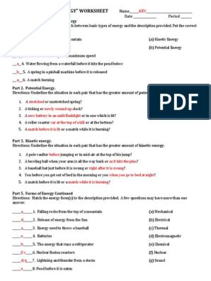 Image result for Kinetic Energy Worksheet Answer Key