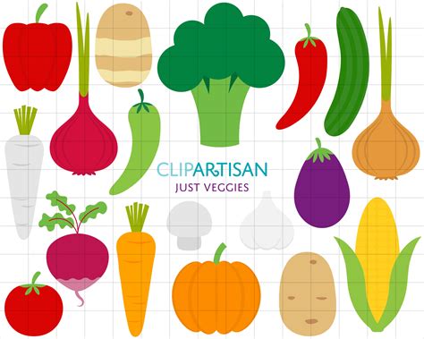 Vegetables Clipart Veggies Clip Art Broccoli Carrot Onion - Etsy UK