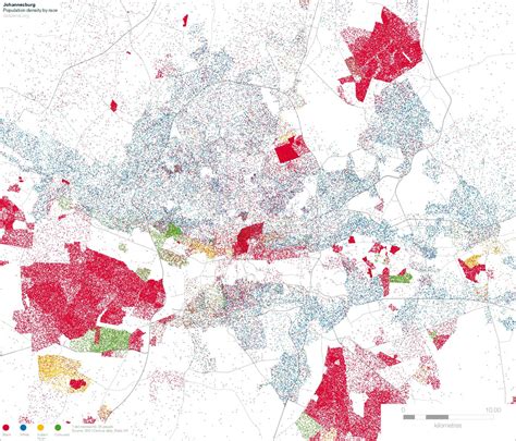 Map Johannesburg - Population Density by Race | South African History Online