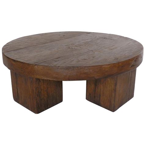 Custom Reclaimed Wood Rustic Chunky Round Coffee Table at 1stDibs ...