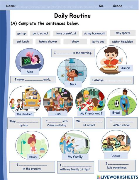 Daily Routine Worksheet 的图像结果