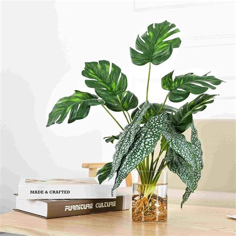 Buy Artificial Fake Plants Faux Turtle Leaf Hydroponic Greenery Decor ...