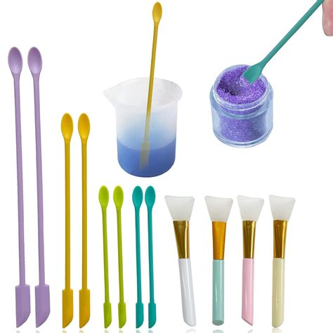 Szecl 8Pcs Double Ended Silicone Spatula Tool for Epoxy Resin 4Pcs ...