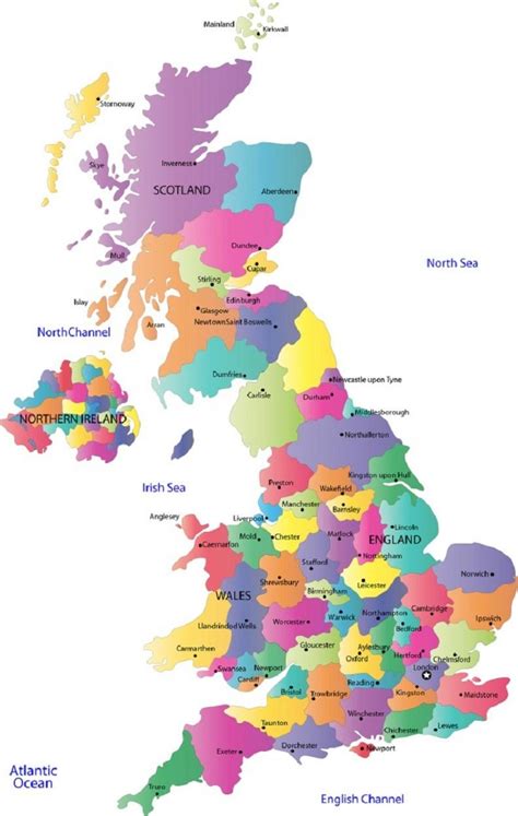 Map of UK counties - Map of UK showing counties (Northern Europe - Europe)
