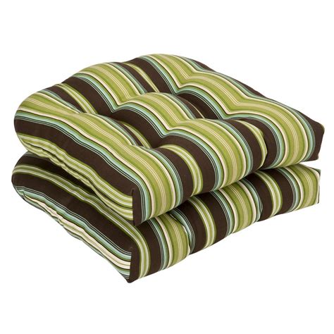 Buy Pillow Perfect Indoor/Outdoor Brown/Green Striped Wicker Seat ...