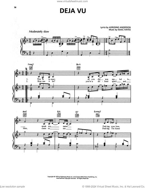 Dionne Warwick: Deja Vu sheet music for voice, piano or guitar