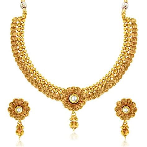 Sukkhi Eye-Catchy Jalebi Design Gold Plated Necklace Set For Women ...