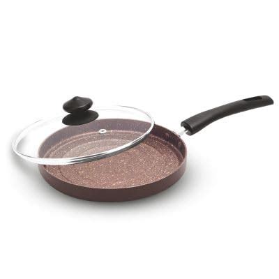 Buy Orange Non-Stick Pizza/Flat/Paratha Pan With Toughened Glass Lid ...