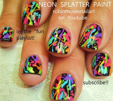 Nail Art by Robin Moses: splatter paint nails, pollock splatter, neon ...