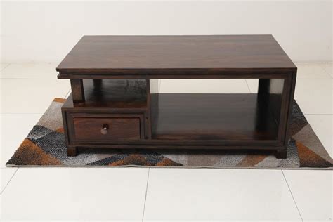 SNR FURNITURE Sheesham Wood Center Coffee Table with 1 Drawer Storage ...