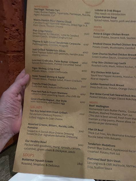 Menu at Amavi by Sumera, Candolim