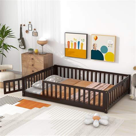 Bellemave Full Size Floor Bed for Kids, Wood Toddler Floor Bed with ...