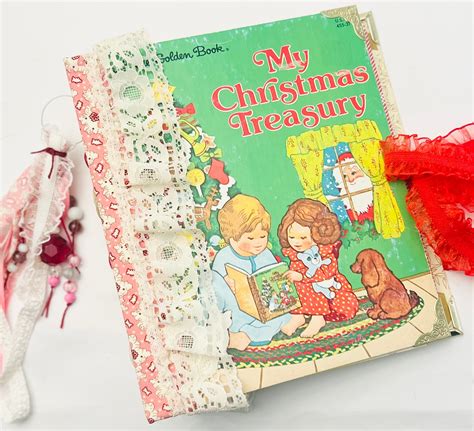 Vintage Little Golden Book My Christmas Treasury Book Junk Journal Lace ...