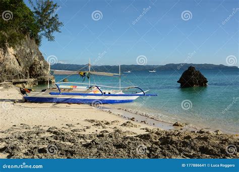Fishing Boat in Diniwid Beach. Boracay Island. Malay. Aklan. Western ...