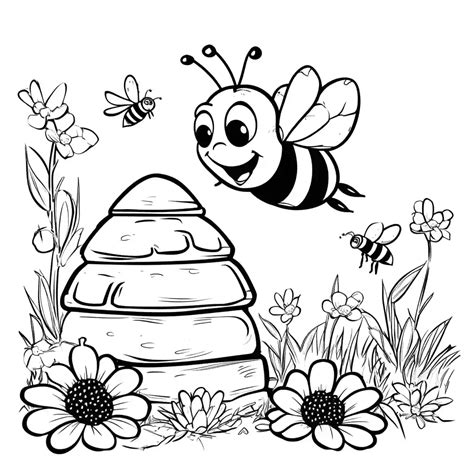 Bee Hive Coloring Pages