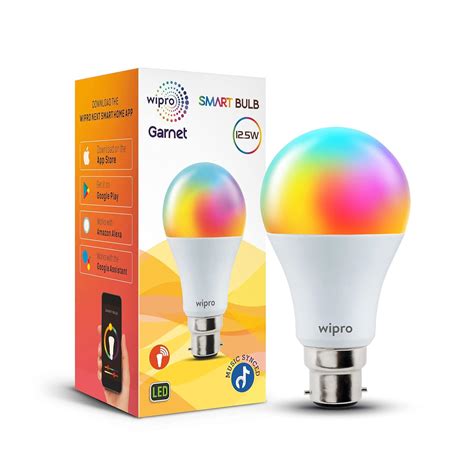 Wipro B22 12.5W Wi-Fi Smart LED Bulb with Music Sync for Amazon Alexa ...