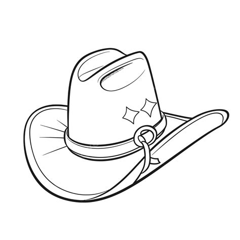 Coloring Page Cowboy Hat In Black And White Vector, Basic Simple Cute ...