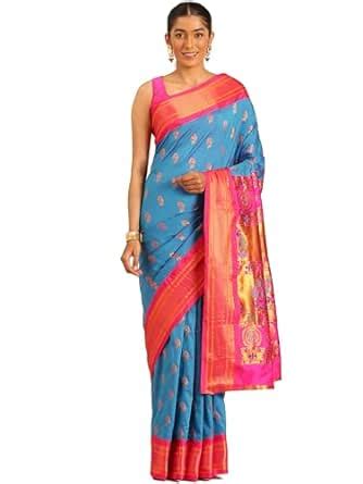 Buy Varkala Silk Sarees Women's Kadiyal Soft Silk Pheshwai Nath ...