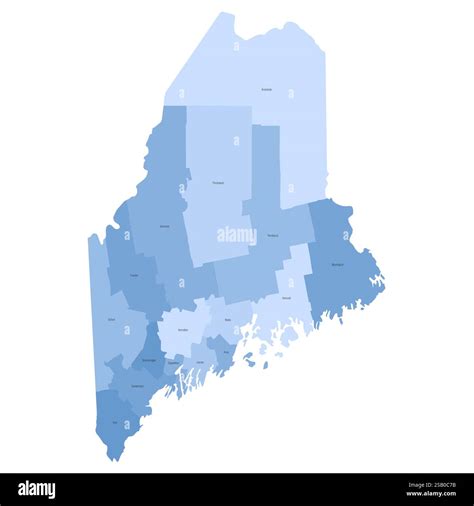 Maine, ME - detailed political map of US state. Administrative map ...