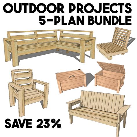 DIY Outdoor Furniture Plans: 5-project Woodworking Bundle (digital Download) - Etsy