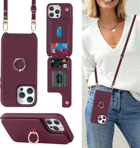 Amazon.com: Lipvina for iPhone 13 Case with Card Holder for Women,Phone ...