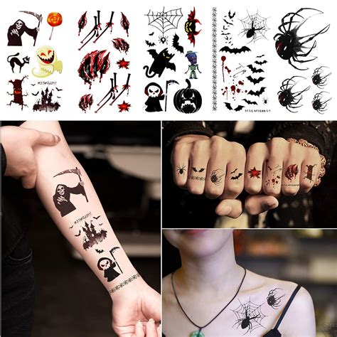 Buy 15 Sheets Tattoo Halloween Temporary Tattoos for Kids Face Tattoos ...