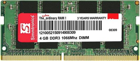 Amazon.in: Buy SIMMTRONICS SO-DIMM RAM DDR3 4 GB 1066Mhz Online at Low ...