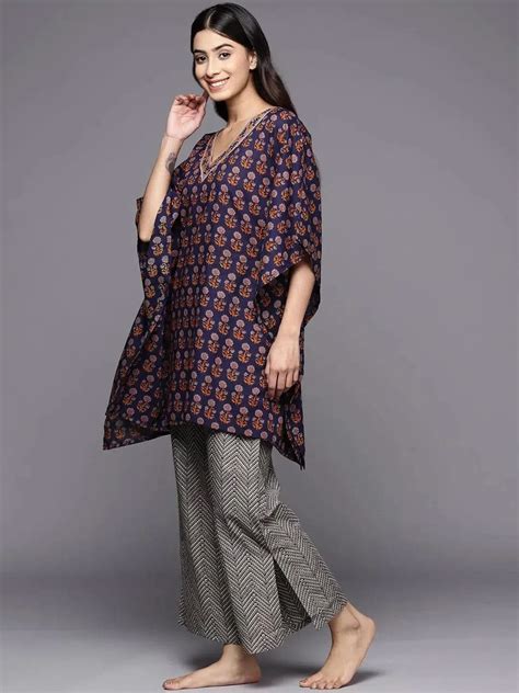 Buy Navy Blue Printed Cotton Night Suit Online at Rs.1451 | Libas