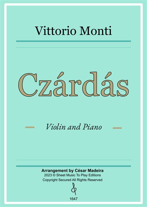 Czardas - Violin and Piano (Full Score) (arr. César Madeira) by ...