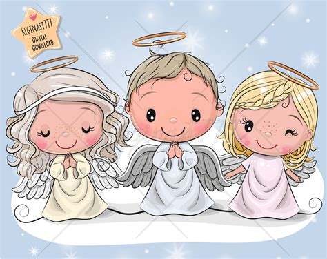 Three Cute Angels PNG Digital Download Angel Clipart Party | Etsy in ...