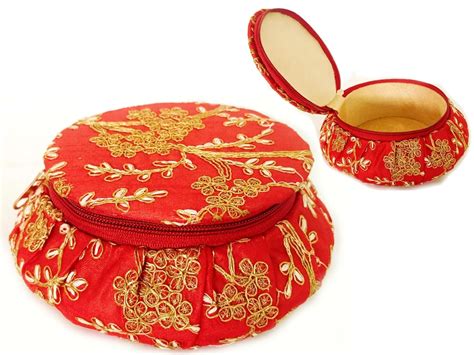 Trendifly Wooden Embroidery matki shape Bangle Box Jewellery Organiser ...