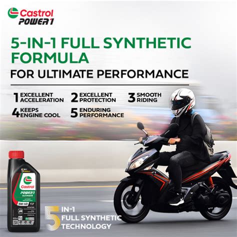 Castrol POWER1 ULTIMATE 5W-40 4-AT 5-in-1 Full Synthetic Technology ...