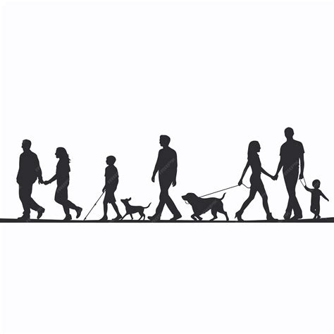 Premium Vector | Black_silhouettes_of_families_in_walking_vector