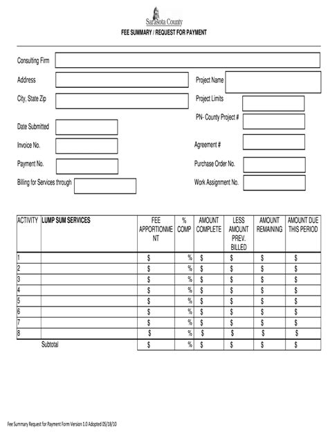 Fillable Online FEE SUMMARY / REQUEST FOR PAYMENT Fax Email Print ...