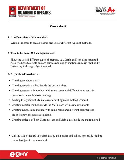 Java lab Worksheet (Program to create classes and use of different ...