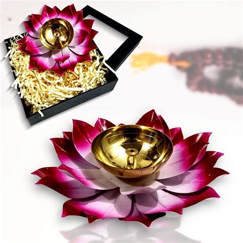 Buy Collectible India Lotus Diya Pooja Oil Lamp - Diwali Home ...