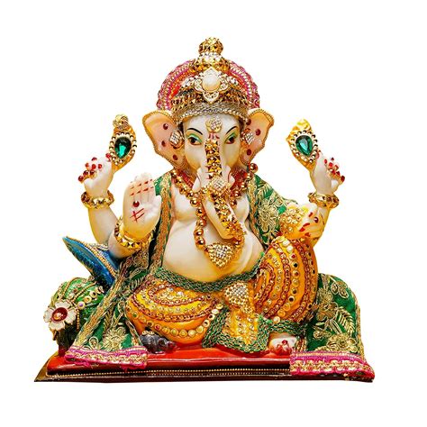 Buy SANKALAN CREATIONS Presents Dressed Ganesh Chowki (Marble Dust) 10 ...