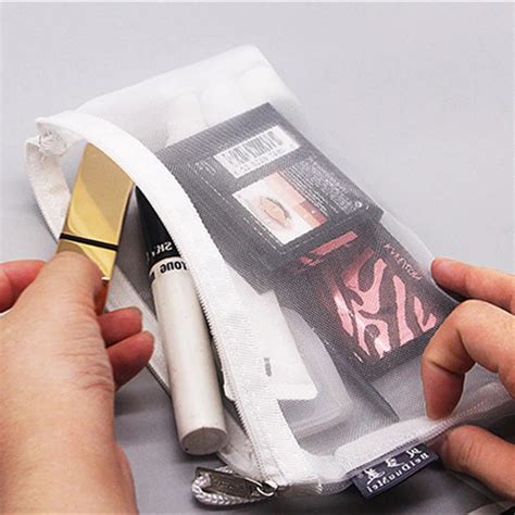 Transparent Mesh Pencil Case Office Student Pencil Cases Nylon Pencil ...