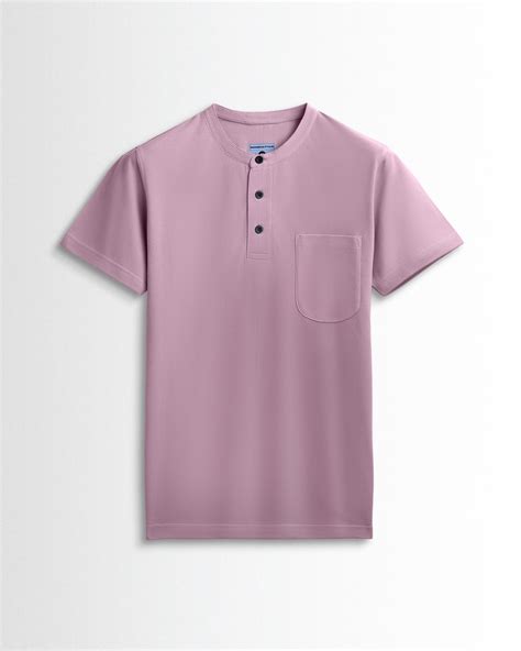 Pure Cotton Henley Pocket T shirts (Soft Berry) – Pitshirts