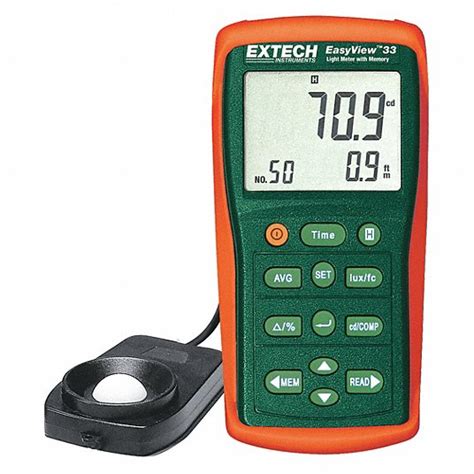 EXTECH, ±3% Light Level Accuracy, LCD, Light Meter - 485F10|EA33-NIST ...