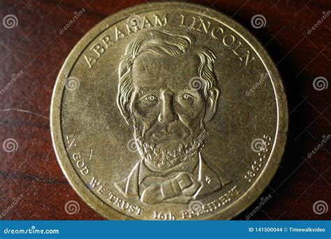 Abraham Lincoln Portrait on Gold Dollar Coin Stock Photo - Image of ...