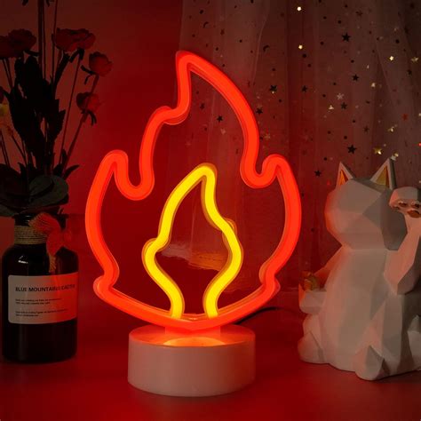 Buy ENUOLI Flame Shaped Neon Sign,LED Neon Sign for Bedroom Red Flame ...