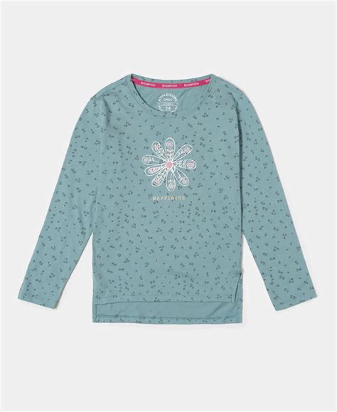 Buy Girl's Super Combed Cotton Printed Full Sleeve T-Shirt - Mineral ...
