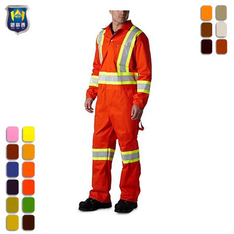 China Fluorescent Orange Safety Coveralls with Reflective Tape for ...